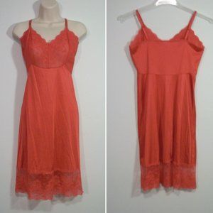 Vintage Vanity Fair Slip Red Lace USA Made 2051